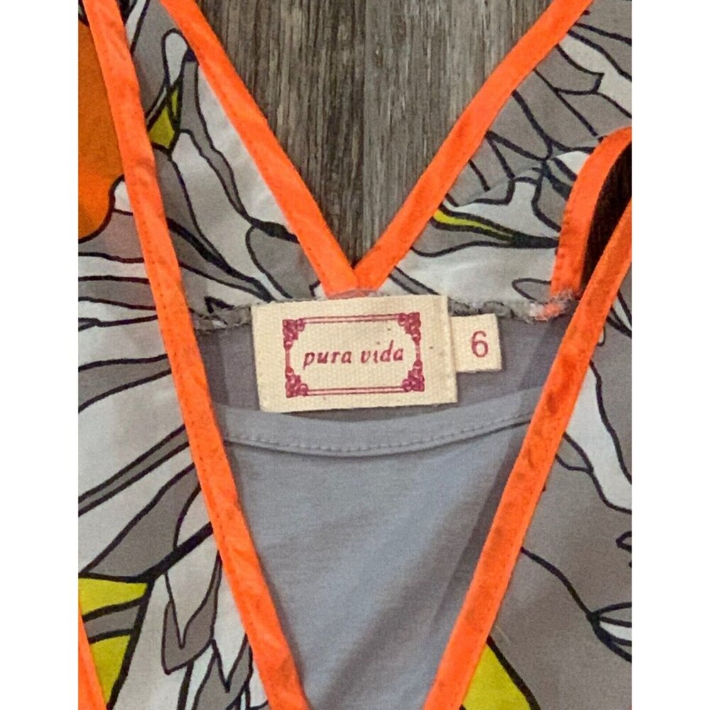 Pura Vida Dress Size 6 Side Zip Embroidered Lace Trim Floral Multicolor Vibrant - Picture 11 of 16